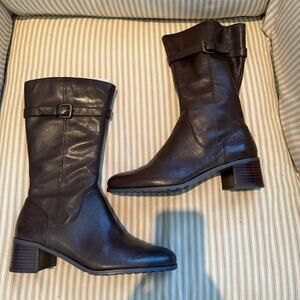 NEW Easy Spirit Elvat Brown Leather Full Zip Boots Size 10